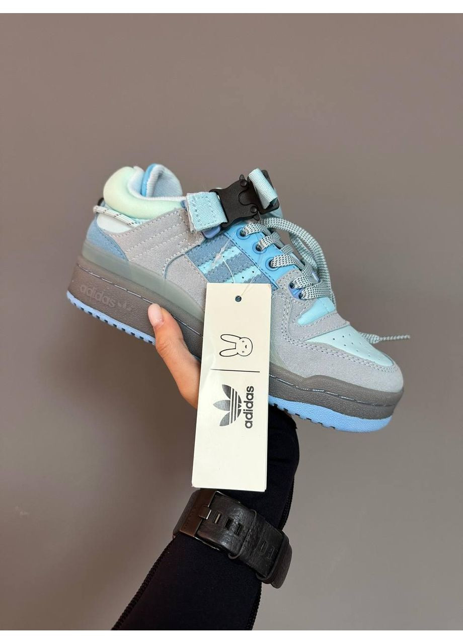 Блакитні Осінні кросівки чоловічі adidas forum x bad bunny light blue адідас форум бед банні No Brand