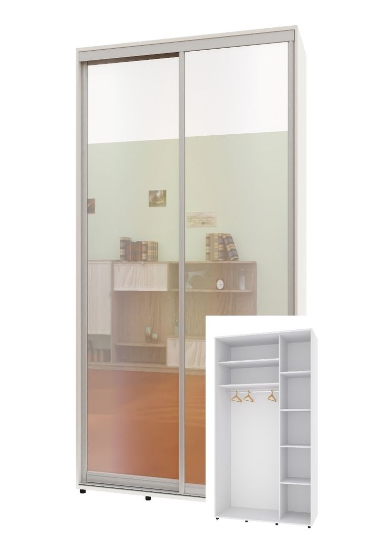Шафа-купе дводверна 120*45*240 см Білий 2 двері Дзеркало Стандарт Комфорт Меблі (360473411)