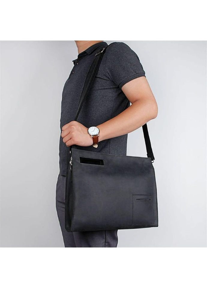 Сумка портфель через плече із натуральної шкіри чоловіча для документів формату А4 велика Чорний 40249 John McDee (361348746)