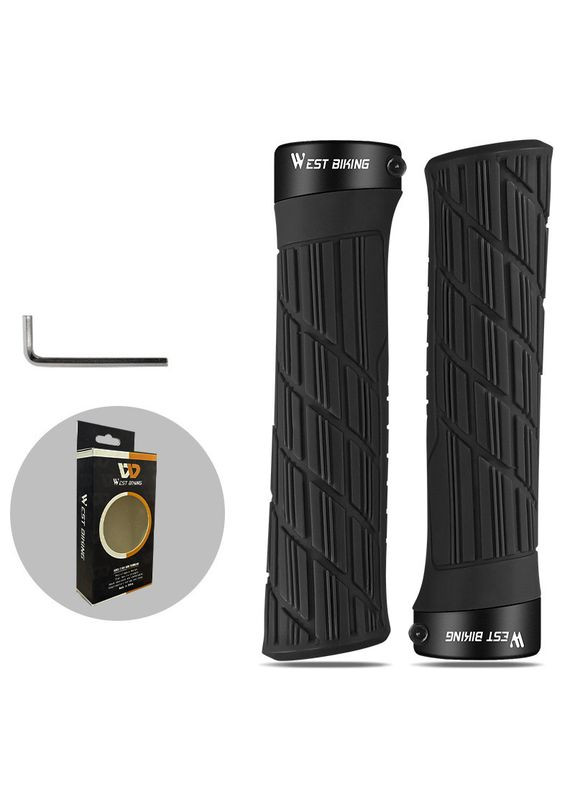 Грипси велосипедні YP0804063 Black з двома замками ручки на кермо 13 шт. West Biking (336206517)