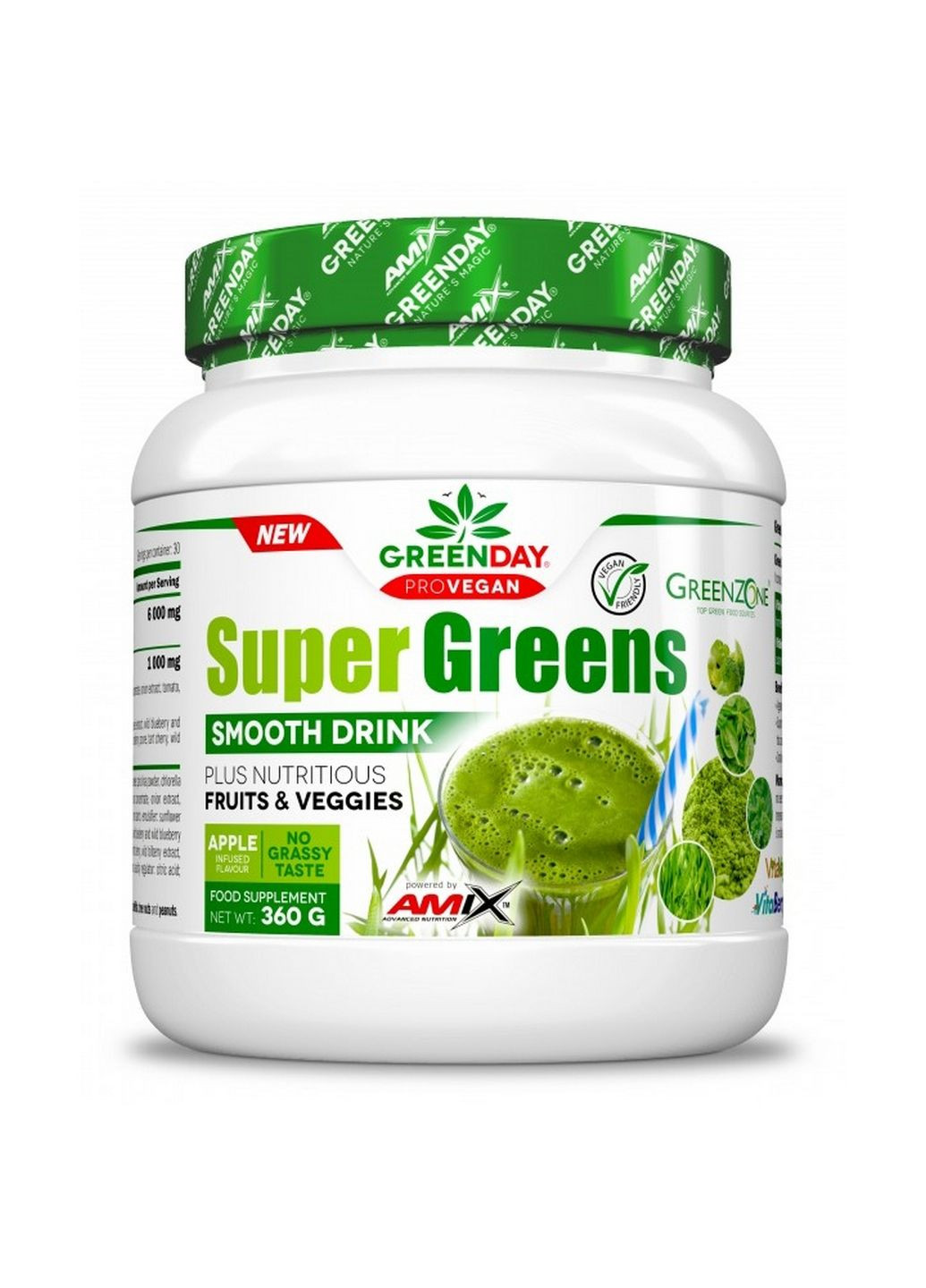 Натуральная добавка Nutrition GreenDay Super Greens Smooth Drink, 360 грамм Amix Nutrition (293479669)
