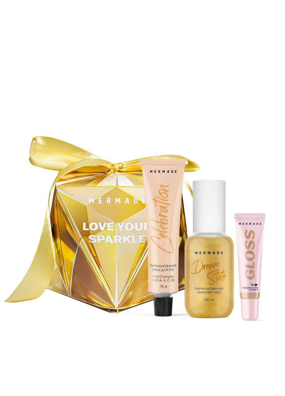 Подарунковий набір косметики для догляду за тілом 3 в 1 Diamond "Love Your Sparkle" для жінок MERMADE (355312927)