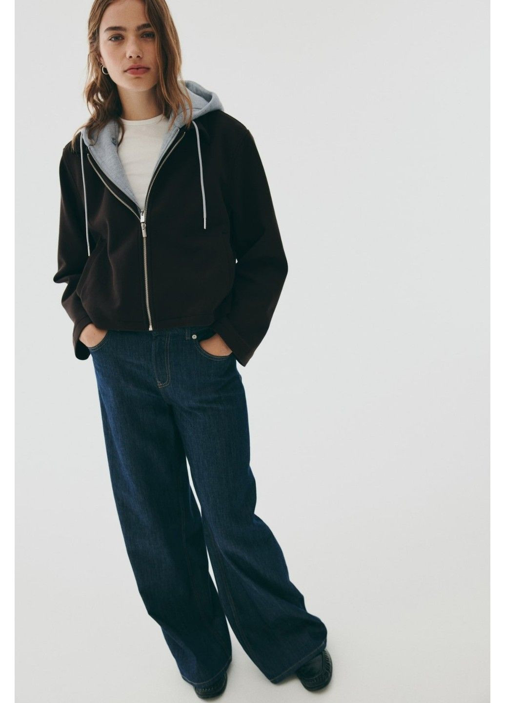 Темно-коричнева демісезонна жіноча двошарова куртка н&м (58494) xs темно-коричнева H&M