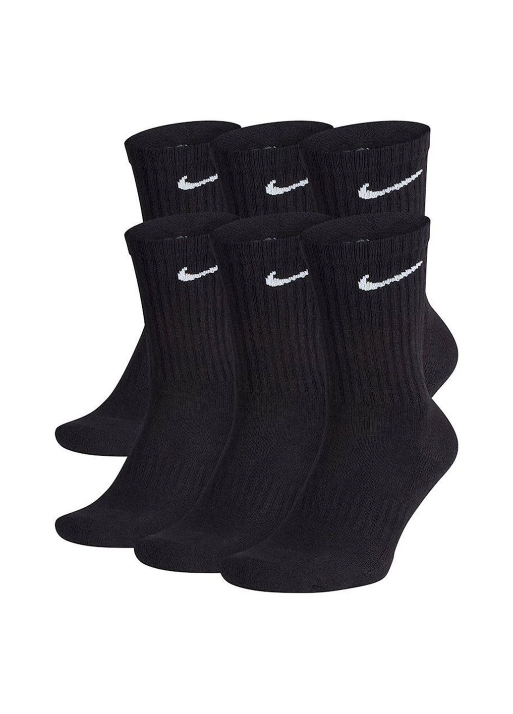 Чорні шкарпетки чоловічі u nk everyday cush crew 6pr-bd (sx7666-010) Nike (338409362)