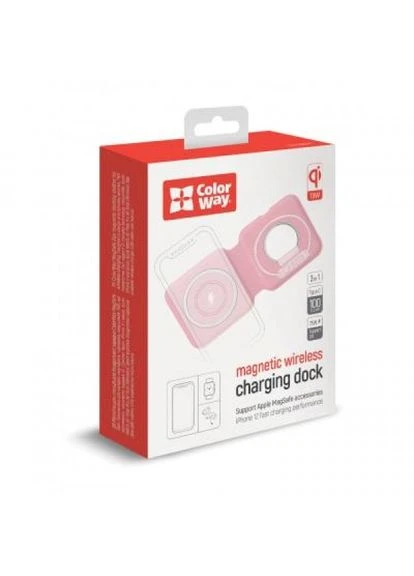 Зарядний пристрій Colorway MagSafe Duo Charger 15W for iPhone (Pink) (268144221)
