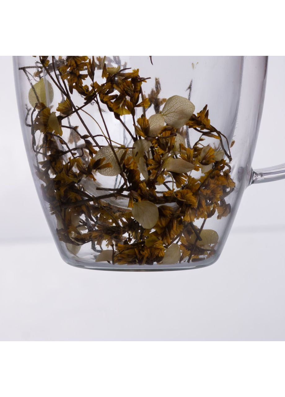 Чашка скляна з подвійними стінками, склянка з термостійкого скла з декором жовтих сухоцвітів 350 мл 64486-43 Jooki (372010862)