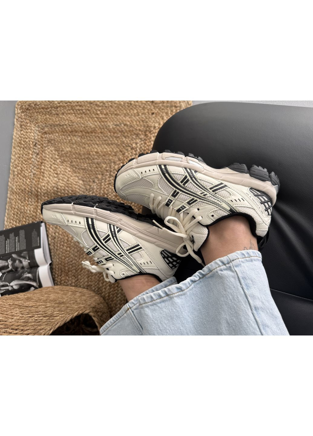 Бежевые демисезонные кроссовки мужские и женские Asics Gel Kahana 8 SP Beige Black | Асікс Гель Кахана 27