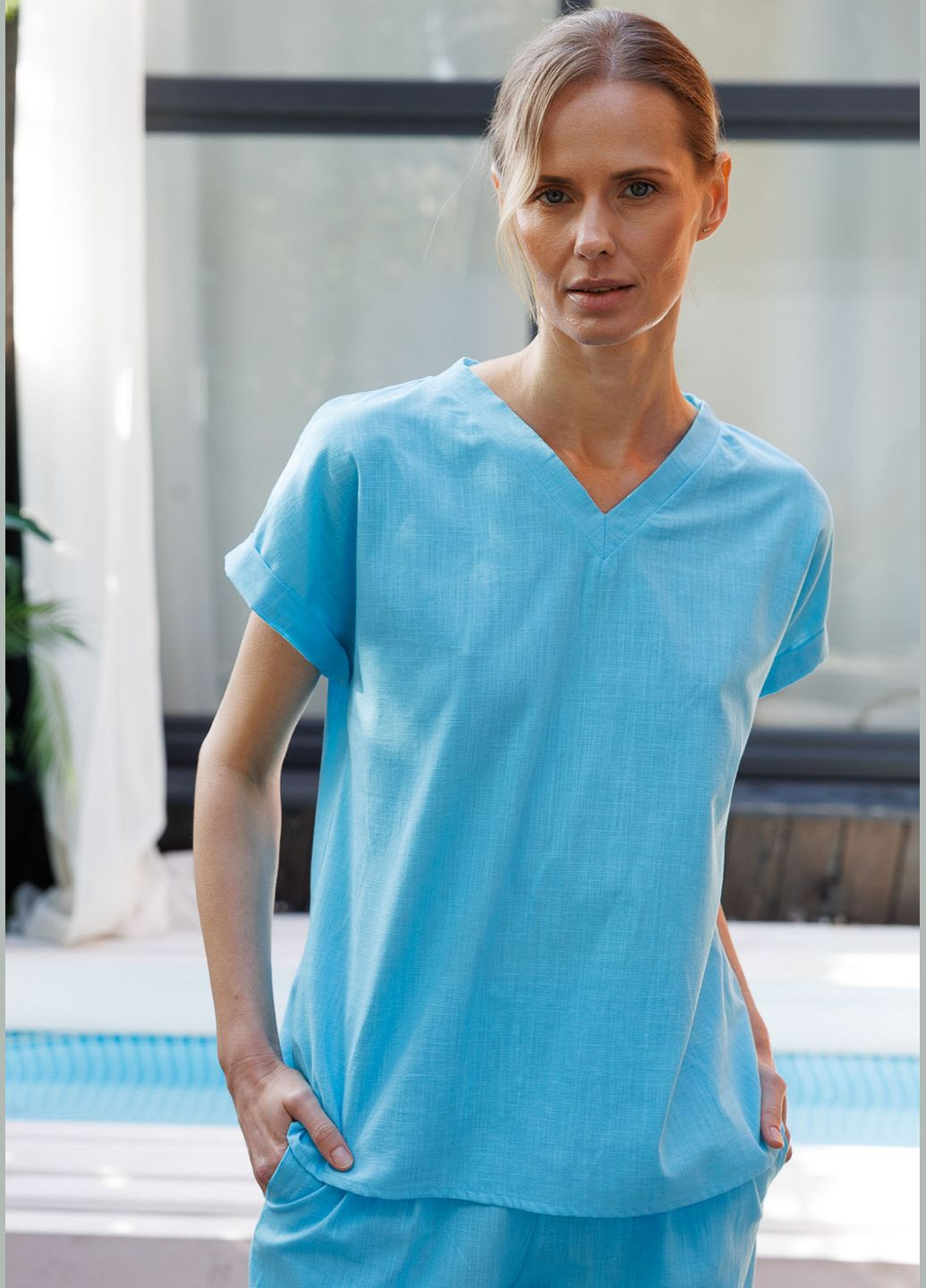 Голубой демисезонный джемпер женский №1133 Leinle