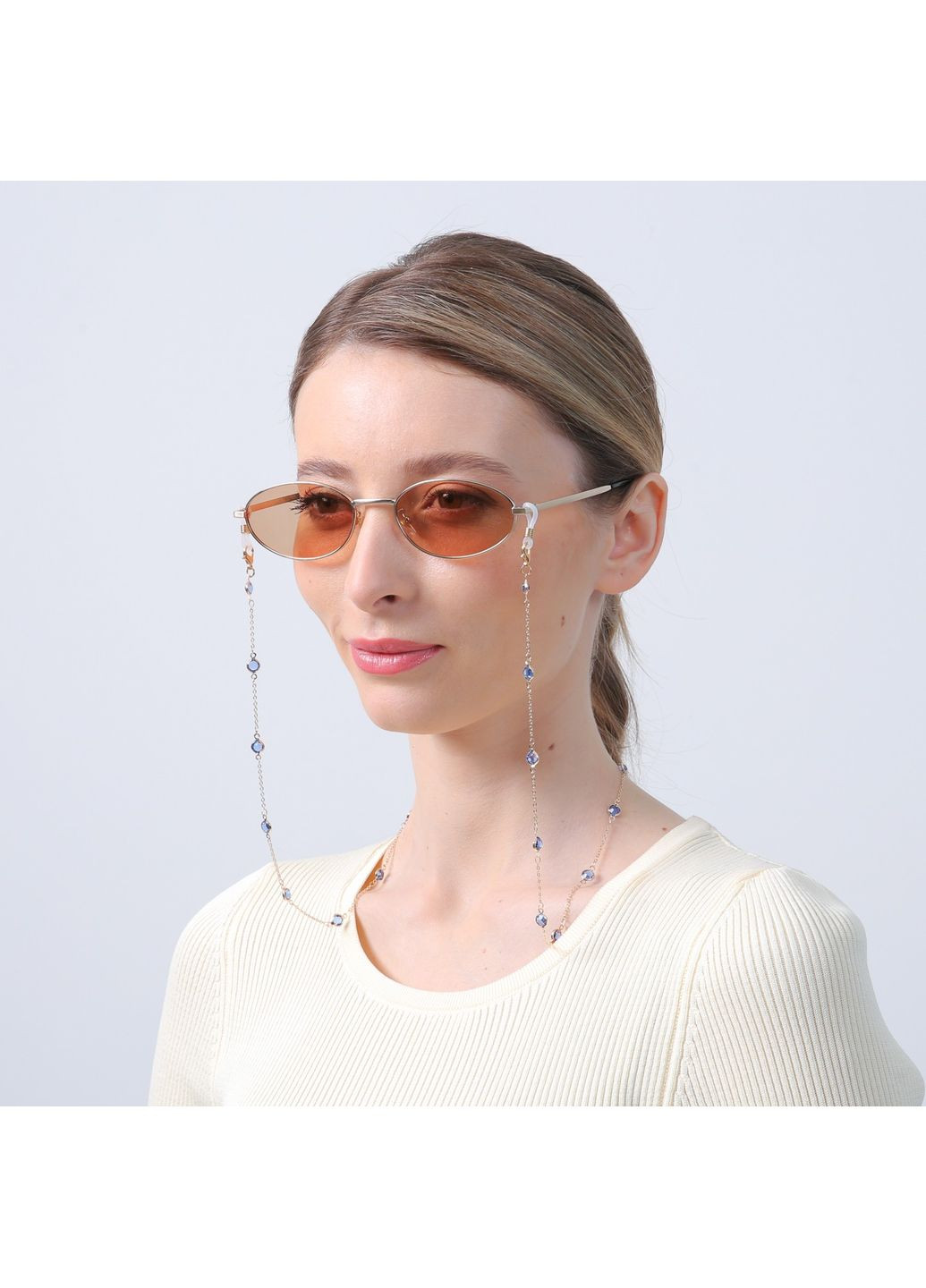 Ланцюжок для окулярів металевий з синійми камінцями LuckyLOOK 776-326 (332944420)