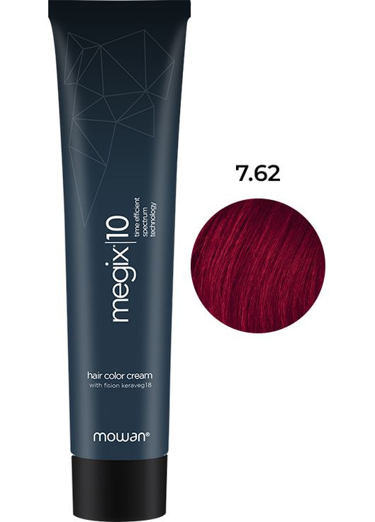 Краска для волос 7.62 средний красный блондин ирис Megix10, 100 мл Mowan (335263256)