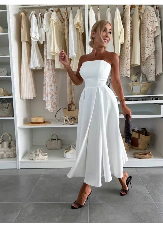 Белое женское платье креп костюмка No Brand