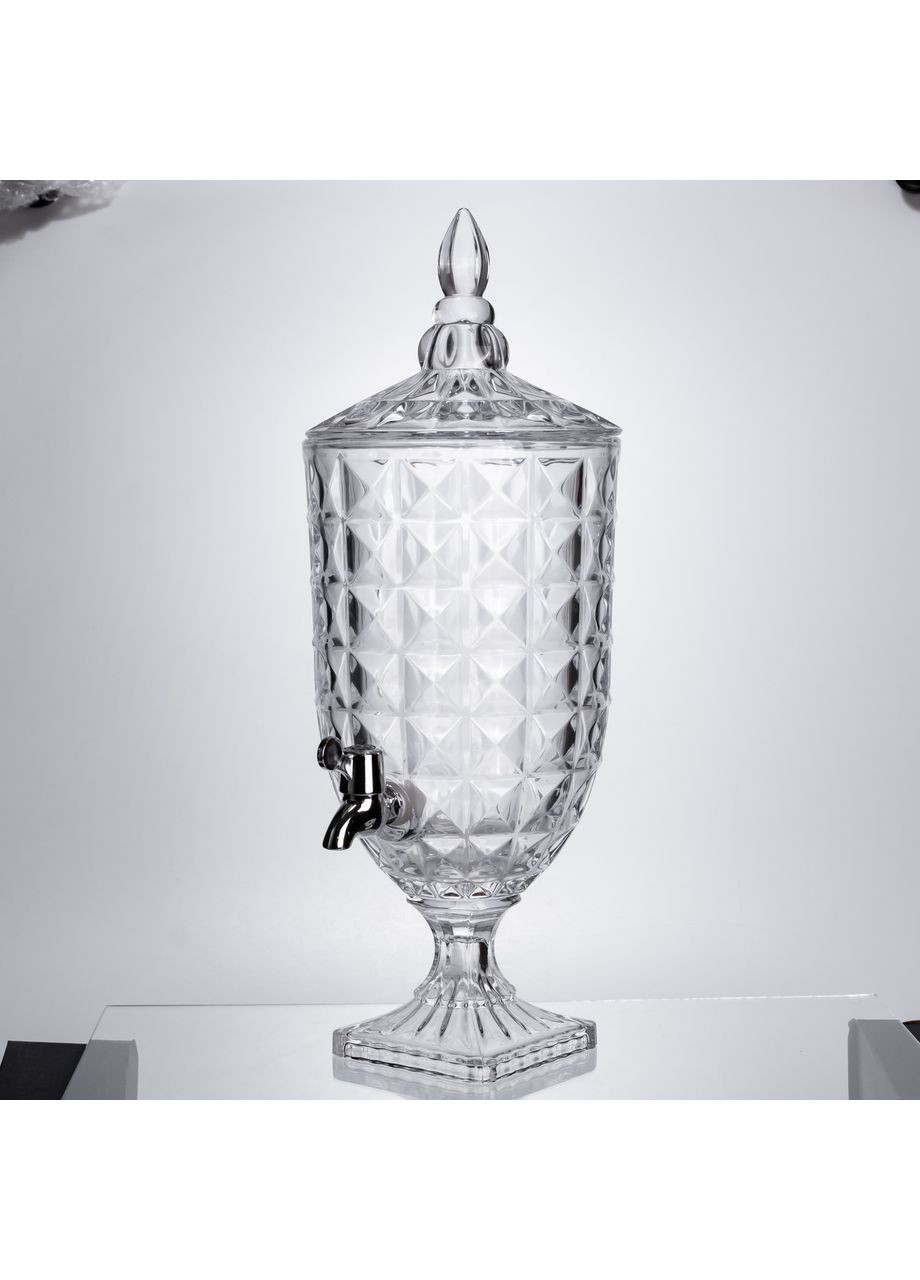 Лимонадниця з краном на підставці скляна 5 л лимонадник 51 см прозорий HP-19-18F-5 (A-047353) Yiwu (370381790)