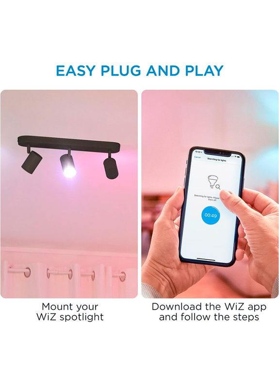 Умный светильник IMAGEO Spots накладной точечный 3x5W 2200-6500K RGB Wi-Fi Black (929002659201) WiZ (322936044)