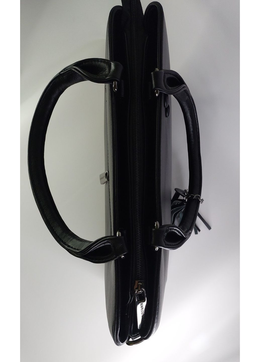 Сумка женская классическая А4 черная с двумя короткими ручками и ремешком на три отделения черная Karlos Marconi (357437598)