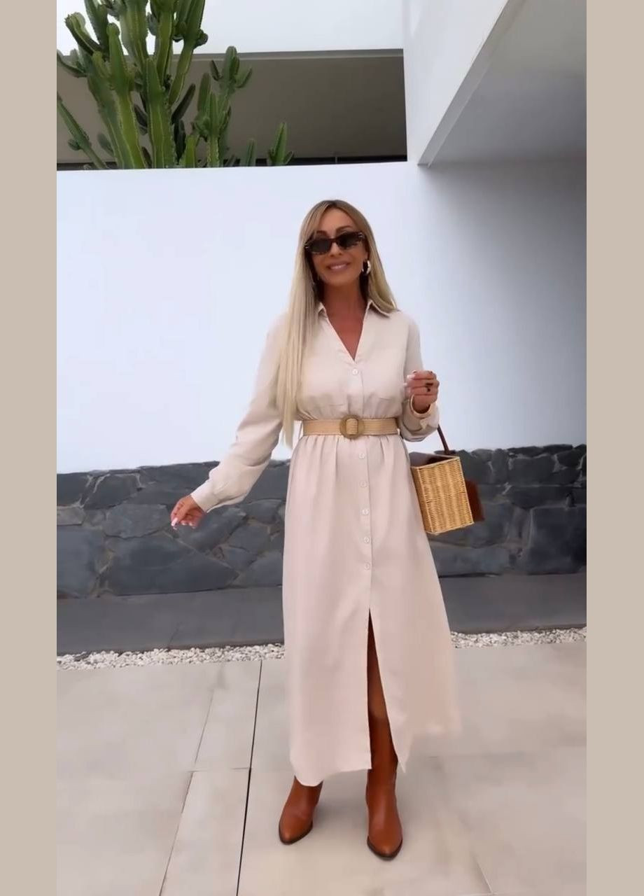 Бежева кежуал класична сукня довжини міді а-силует Adelante однотонна