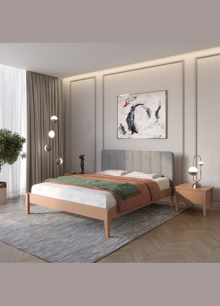 Двоспальне дерев'яне ліжко Лондон ДК (RAL8025)/Аляска 93 (Сірий) Б1 180х200 см (MBG-6809) Mebigrand (368282828)