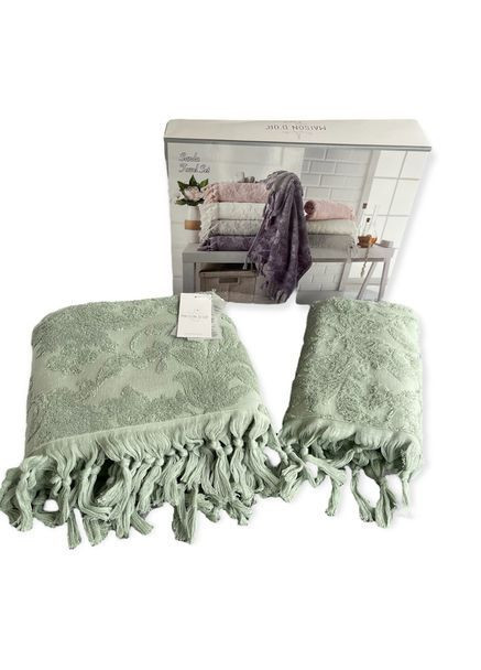 Набор полотенец Sanda sage 50x100; 85x150 Maison D'or цветочный зеленый