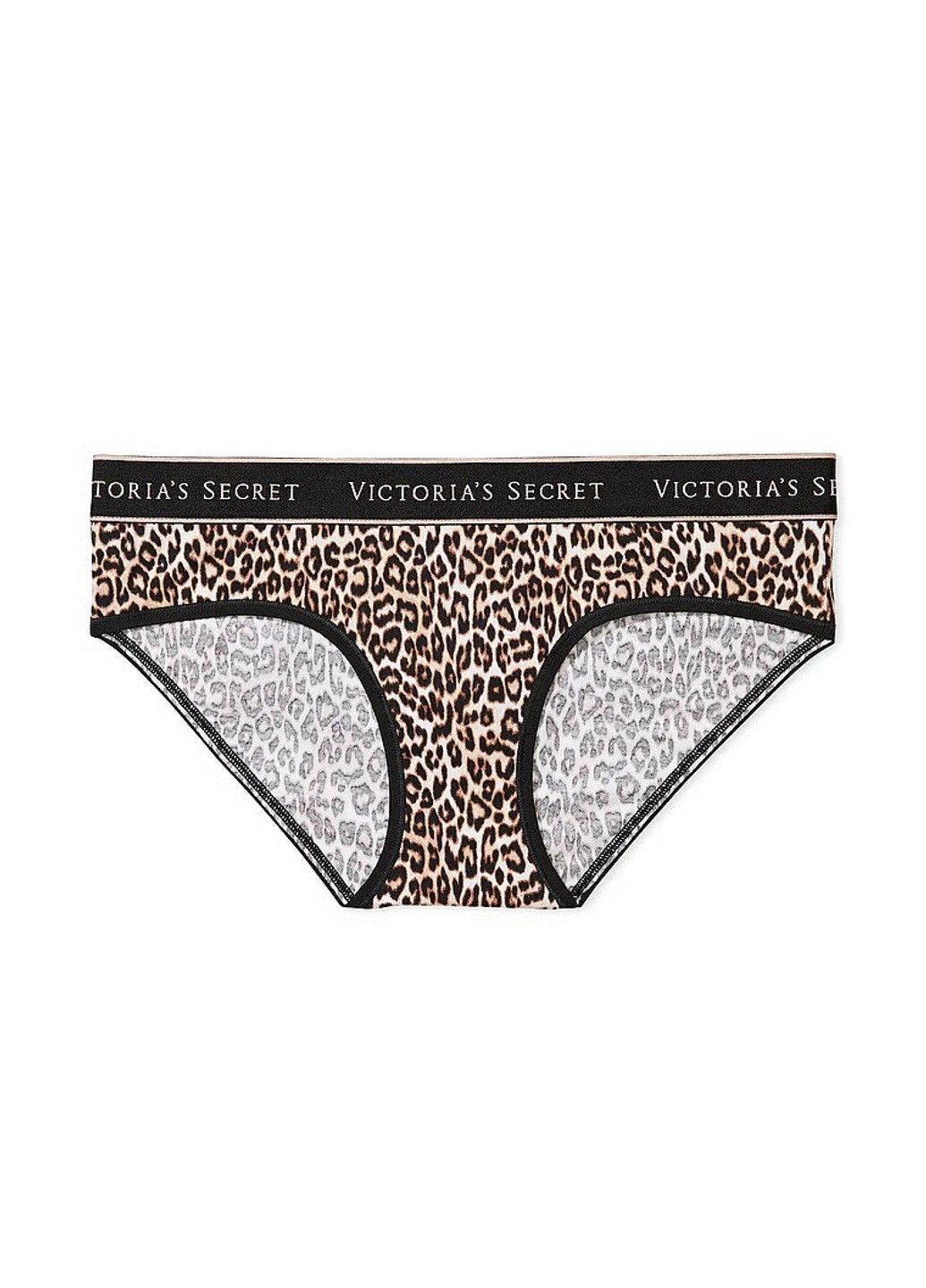 Трусики-хипстер женские Logo Cotton Lace-Waist Hiphugger Panty леопардовые L Victoria's Secret (316551493)