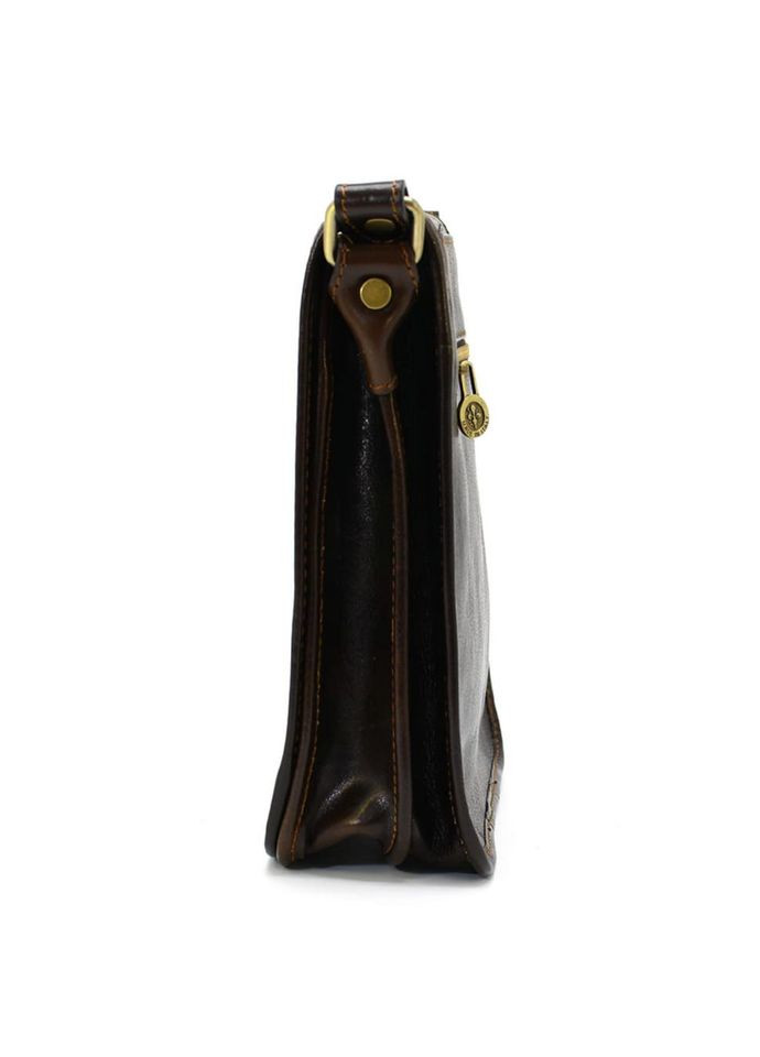 Чоловіча шкіряна сумка через плече компактний месенджер із натуральної шкіри коричнева 26*22*8 см Firenze (329151305)