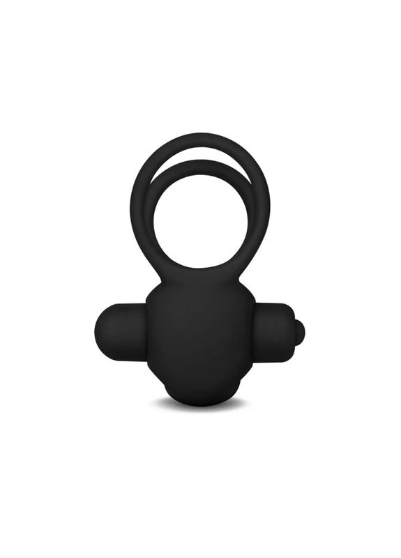 Вібро-насадка для пеніса з ерекційними кільцями Power Clit Duo Silicone Cockring Black Lovetoy (381045499)