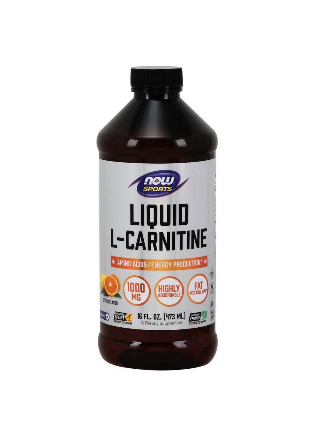 Жиросжигатель Sports L-Carnitine Liquid 3000 mg, 473 мл Цитрус Now (293420561)
