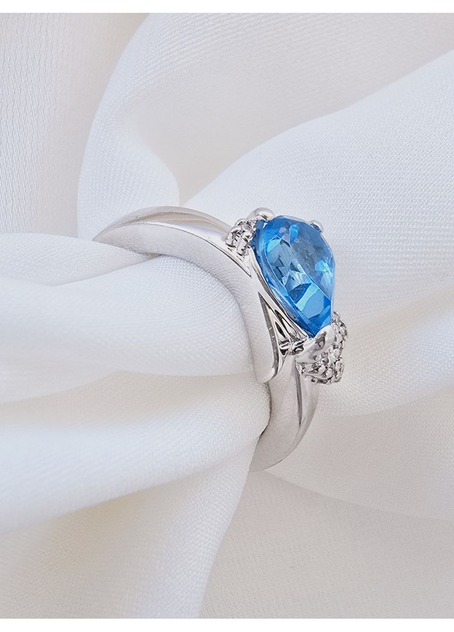 Золота каблучка з топазом і діамантами (16р) 1221341н-7к Тріумф (369165172)