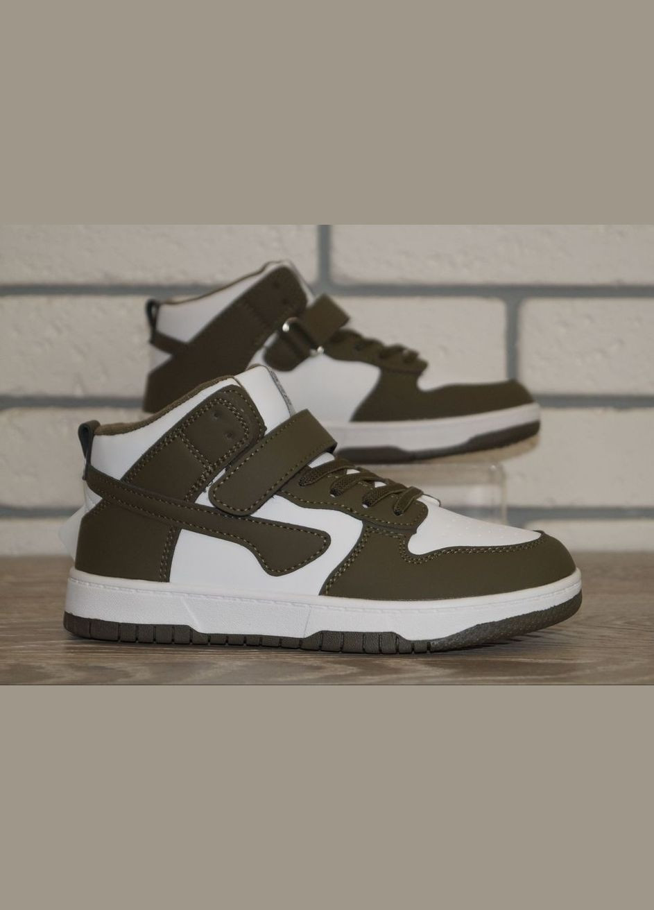 Цветные повседневные, кэжуал осенние хайтопы демисезонные детские / ботинки демисезонные детские белые с хаки BBT