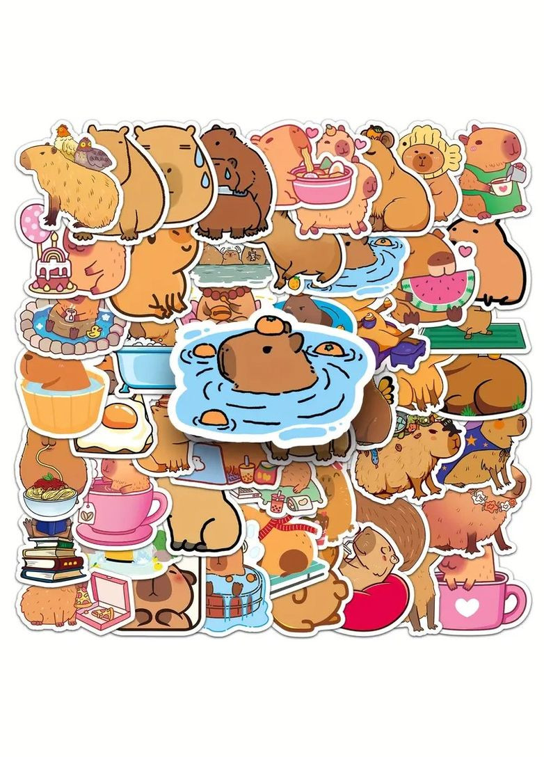 Стикеры Капибара capybara стикерпак наклейки набор наклейок 50 шт Cap_6954 Shantou (315724820)