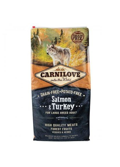 Сухий корм Salmon & Turkey для дорослих собак великих порід, лосось та індичка, 12 кг Carnilove (349823887)
