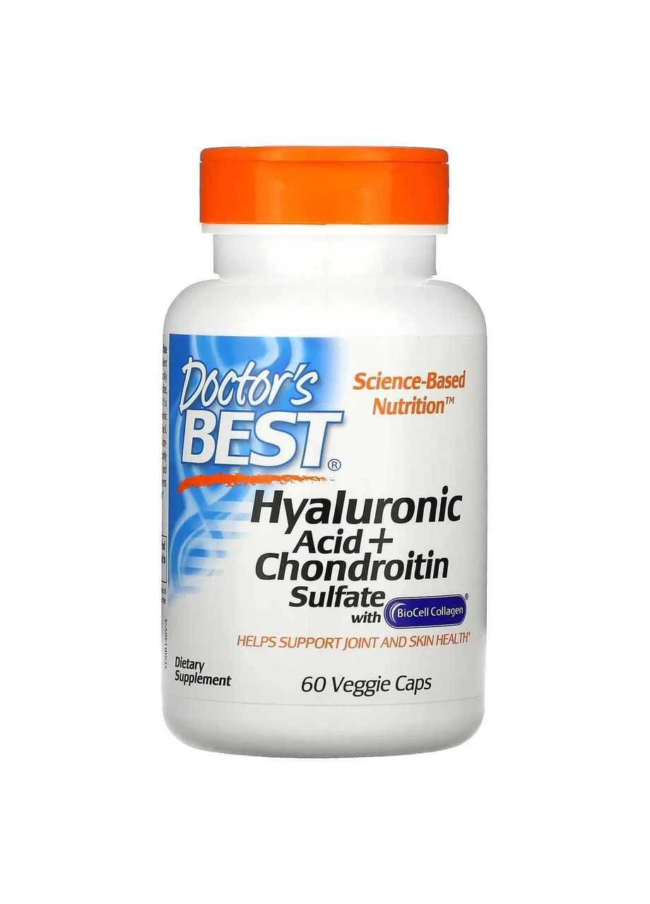 Гіалуронова кислота і хондроїтин сульфат (Hyaluronic Acid + Chondroitin Sulfate) 50 мг/100 мг 60 капсул Doctor's Best (361117996)