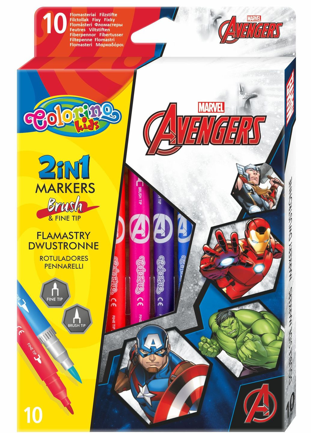 Фломастеры двухсторонние Avengers, 10 цветов () Colorino 91444PTR (331860422)