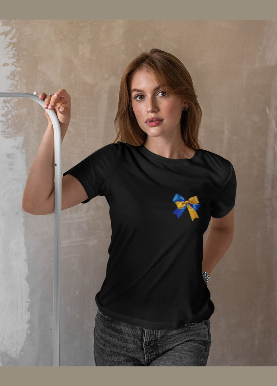 Черная летняя футболка женская с украинской символикой хаки 44 Mishe 200040010