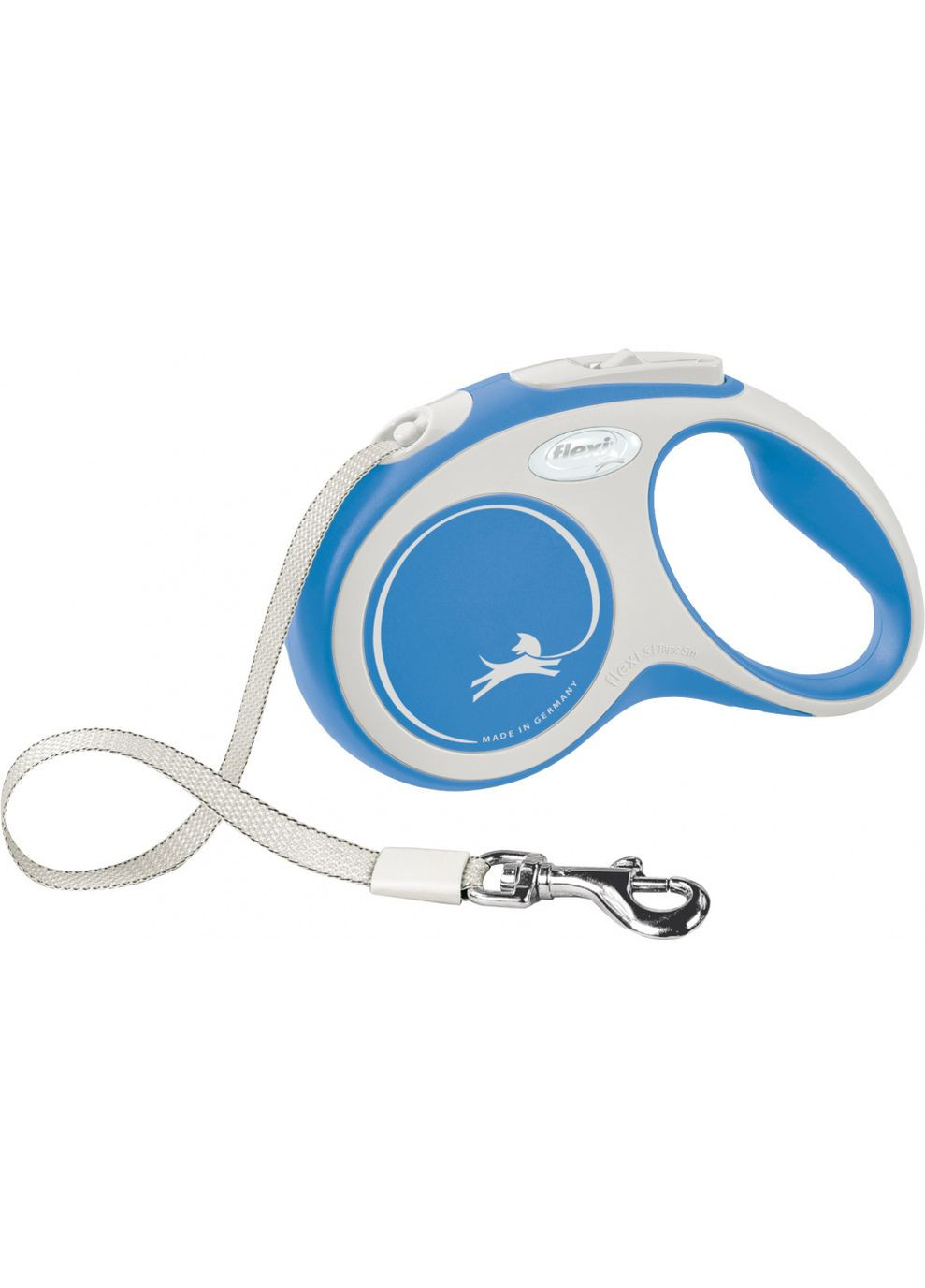 Рулетка для собак New Comfort S 5 метрів, до 12 кг (синя), повідець зі стрічкою Flexi (292259590)