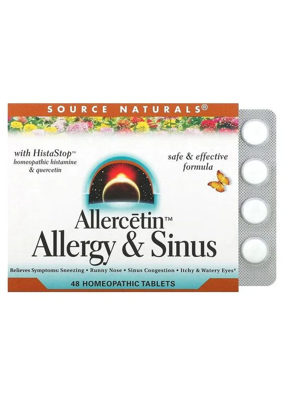 Гомеопатия для аллергиков Allercetin Allergy & Sinus 48 таблеток Source Naturals (361119314)