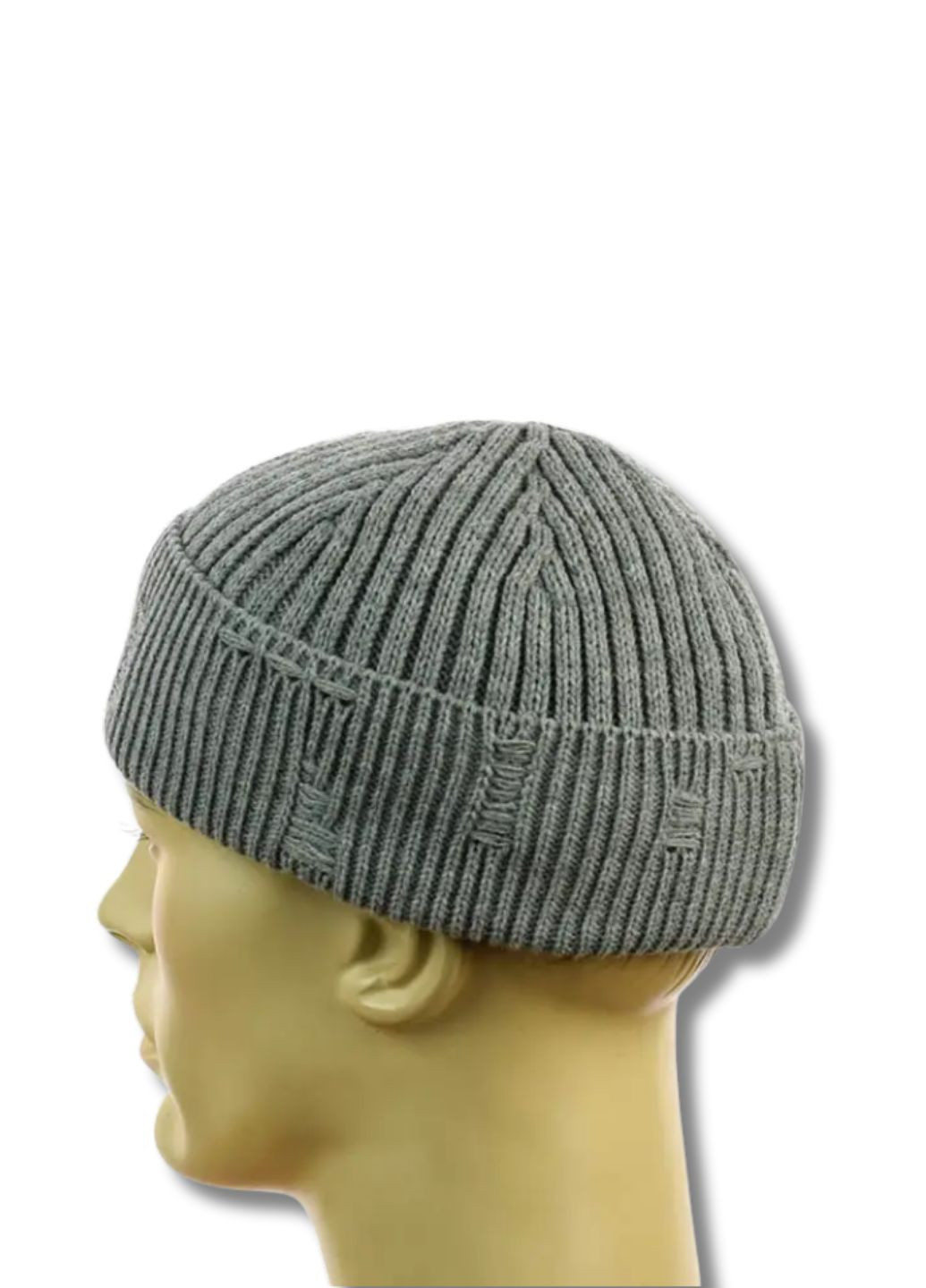 Шапка міні-біні на флісі Докер - Рваний декор No Brand Шапка докер на флісі (360245304)