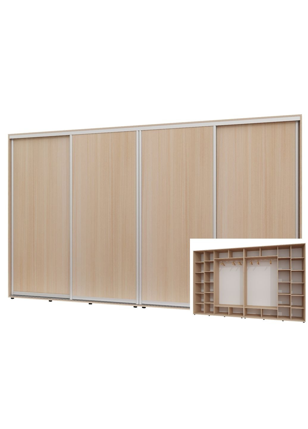 Шкаф-купе четырехдверный 420*60*230 см Дуб молочный 4 двери ДСП ШК-02 Алекса (360477154)