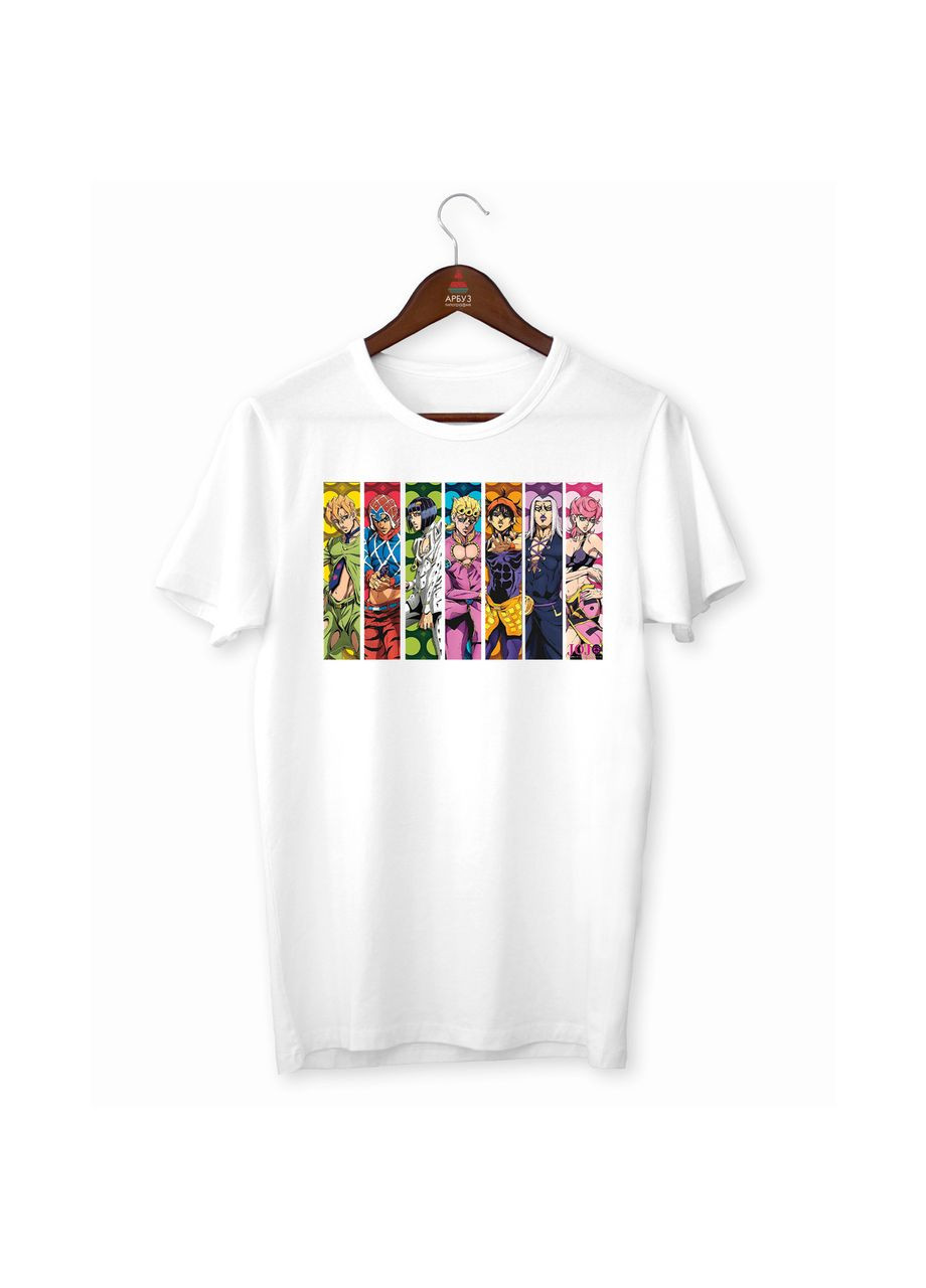 Белая демисезонная футболка белая с принтом манга "jojo. jojo’s bizarre adventure" Кавун футболка
