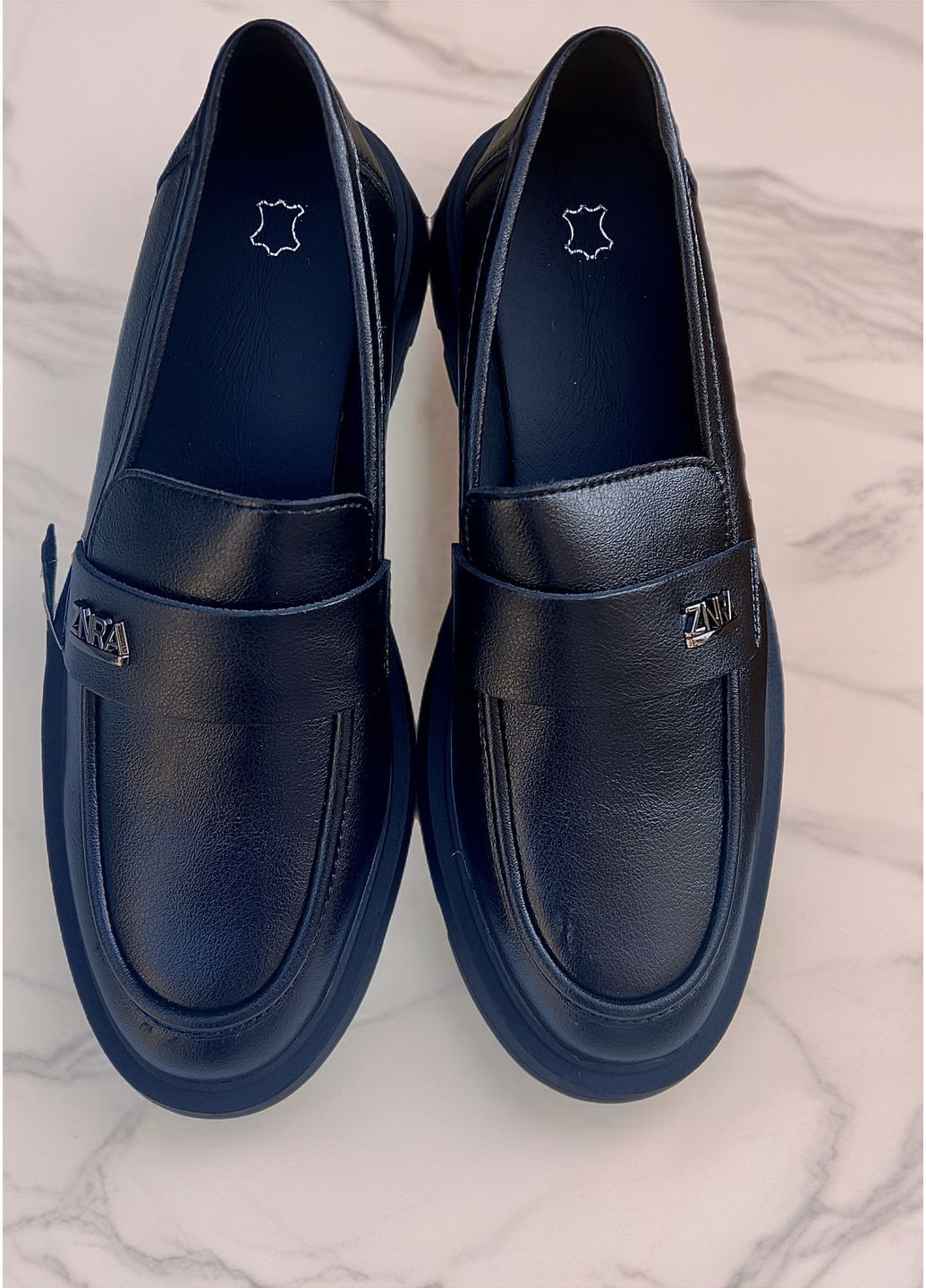 No Brand Женские кожаные туфли лоферы черный з, — демисезон (361947481)