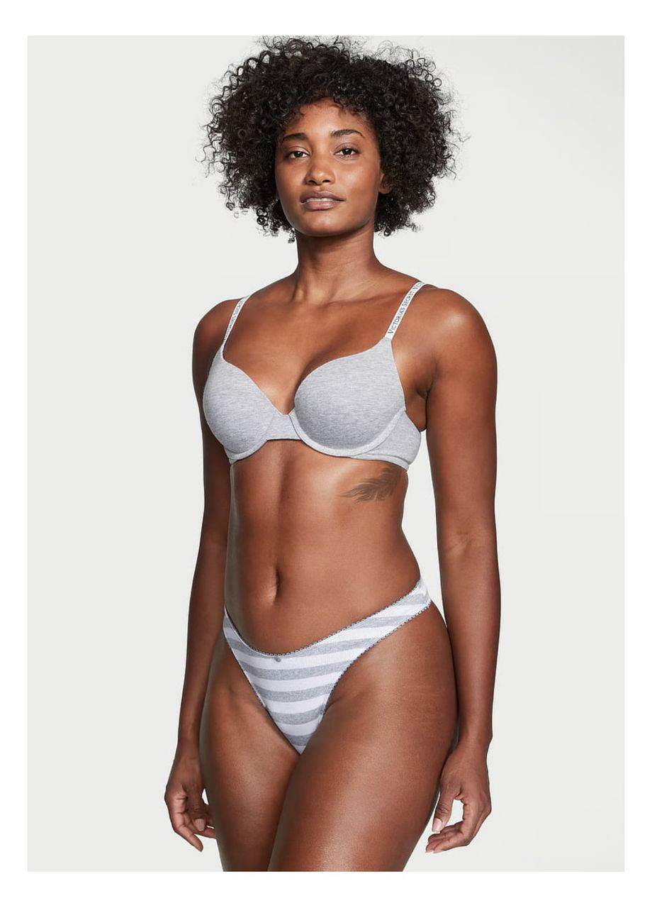 Женские трусики Ribbed Cotton серые Victoria's Secret (294208122)