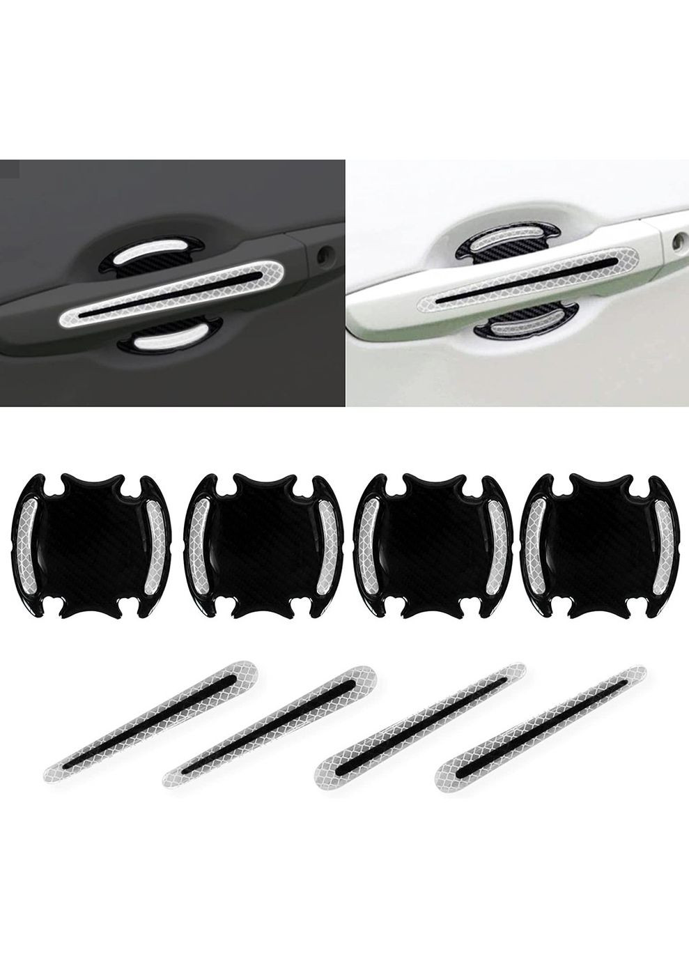 Наклейки світловідбиваючі на дверні ручки, + наклейки під дверні ручки, захист від подряпин, сірі No Brand (362345677)