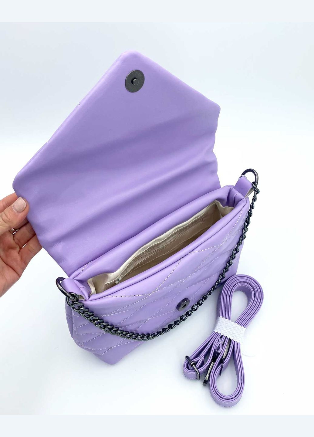 Женская Маленькая женская стеганная сумка серая Шейла с цепочкой (znocha-sumka-shejla) WeLassie (342199633)