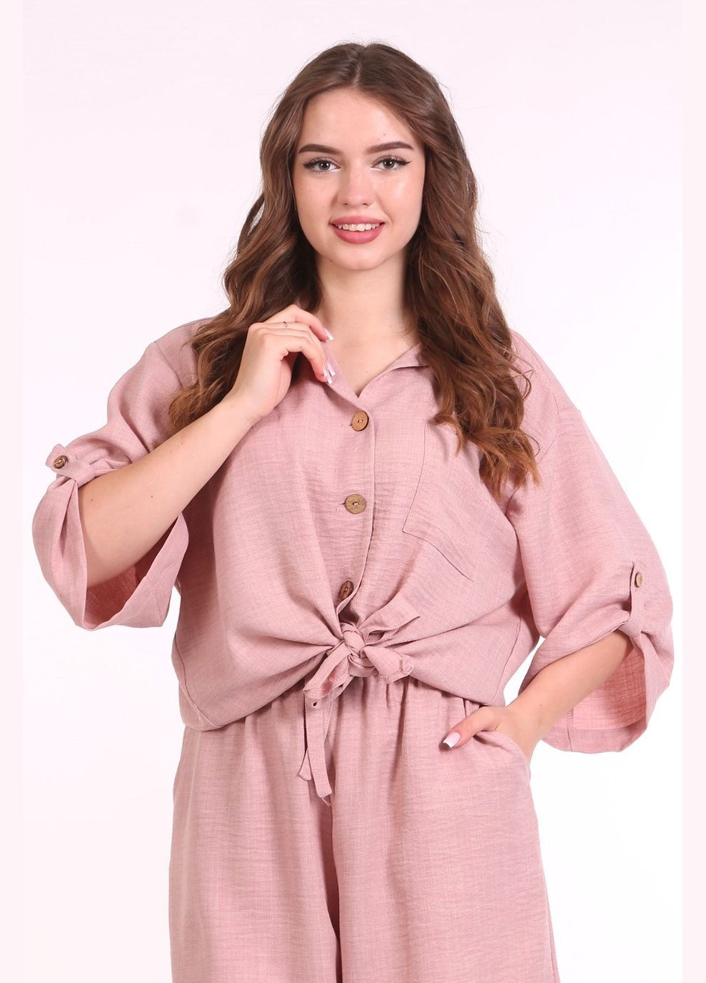 Сорочка вільного крою жіноча 042 льон Актуаль (330981797)