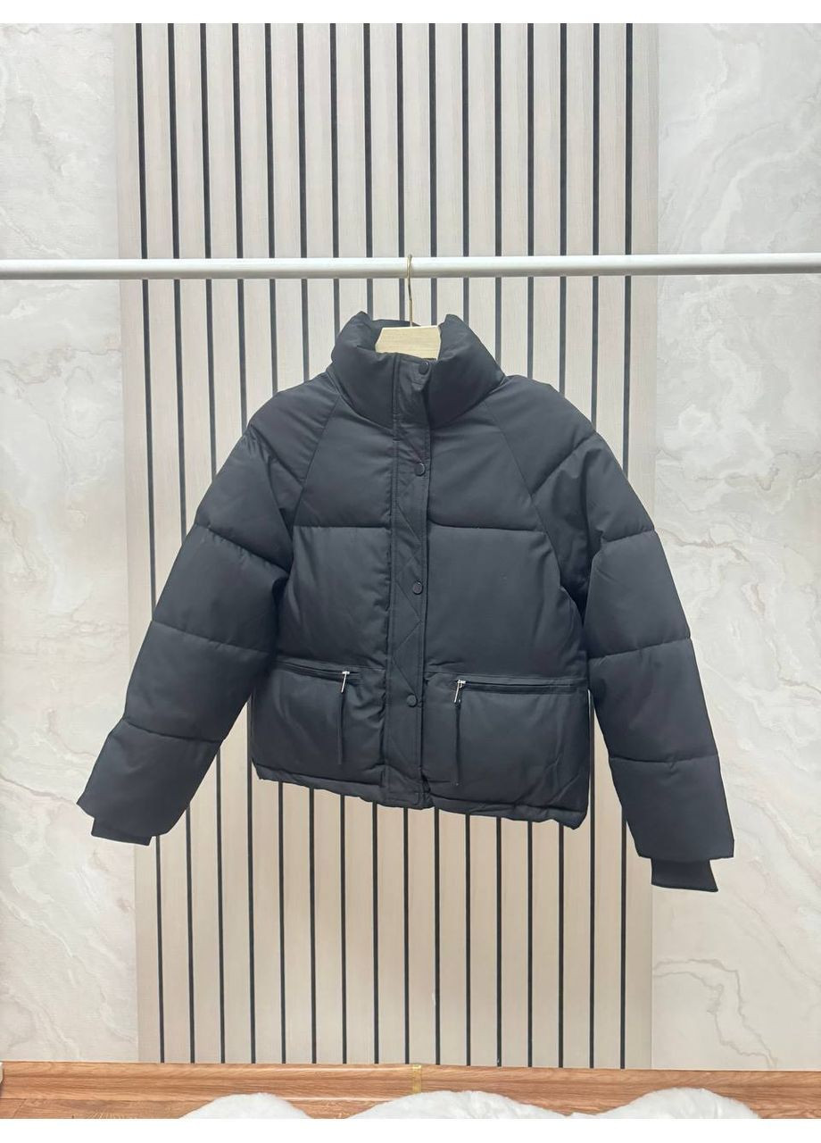 Черная демисезонная куртка женская тёплая Style Point