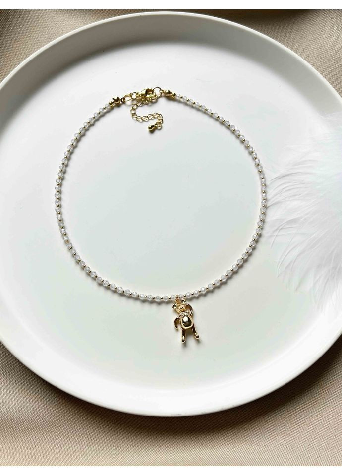 Подвеска с мишкой из натуральных камней белая 4887 LeBijou (368559233)