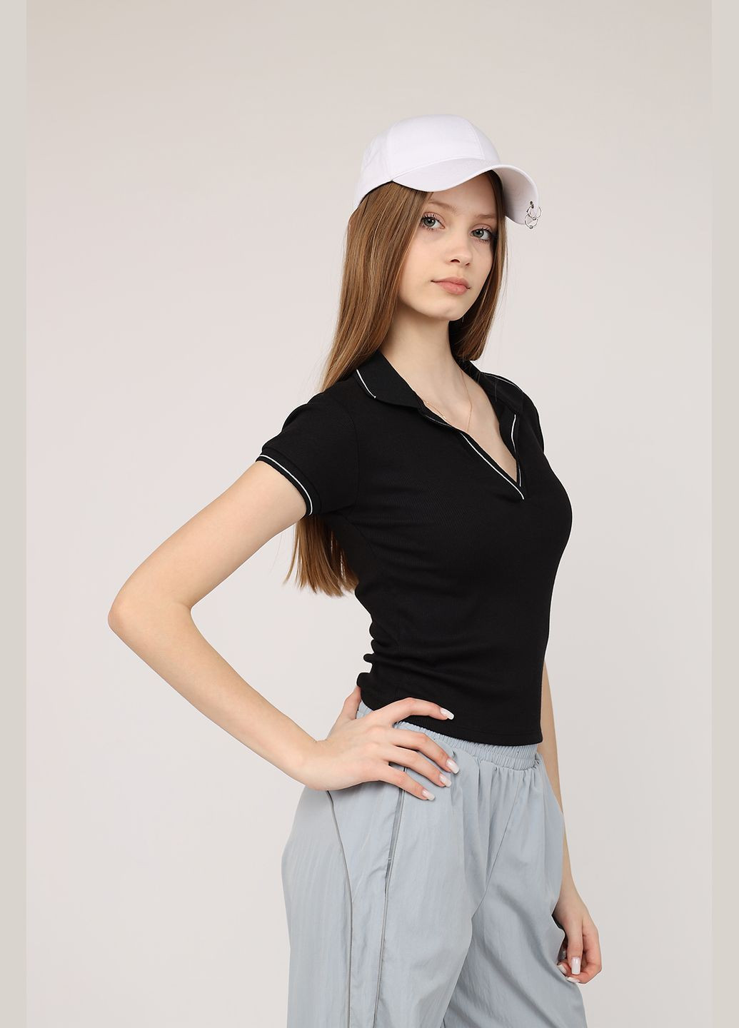 Футболка поло жіноча колір чорний CB-00272229 Busem (325814094)