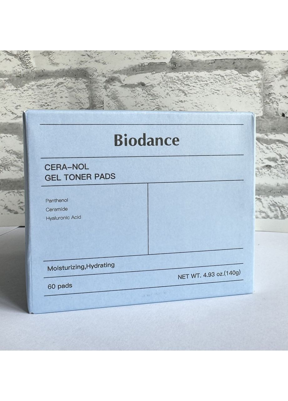 Зволожувальні тонер-пади для обличчя Cera-Nol Gel Toner Pads з керамідами, 140 г, 60 шт. Biodance (369569381)