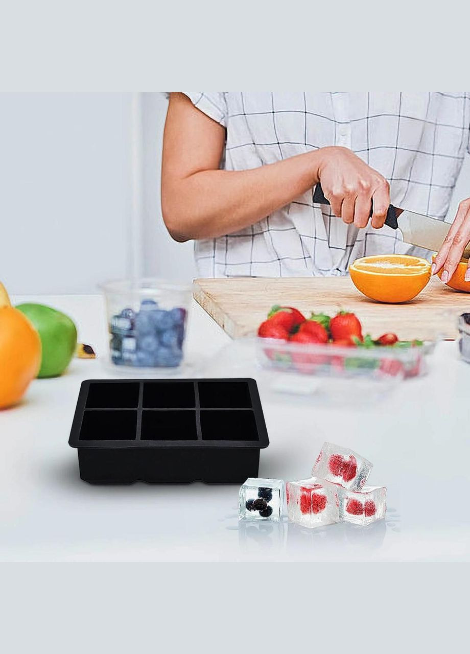 Форма для льоду силіконова ICof 6 комірки чорна Лоток для кубиків фігурного льоду (R051350) No Brand (349844090)