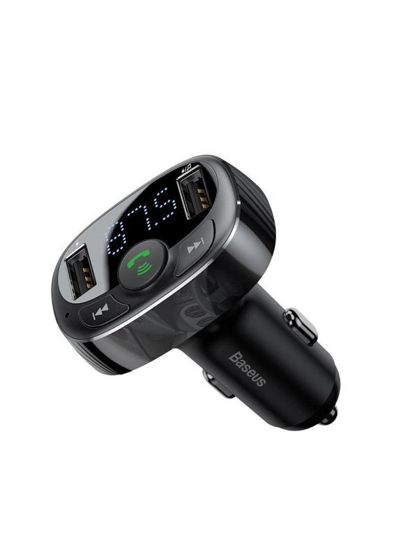 Автомобильное зарядное устройство + FM трансмиттер S-09 T-Typed Bluetooth MP3 Black Baseus (324234791)