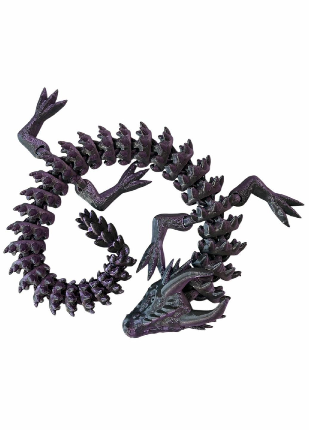 Іграшка-антистрес «Дракон» 3D — гнучкий сегментований фіджет фіолетово-чорний No Brand (366890061)