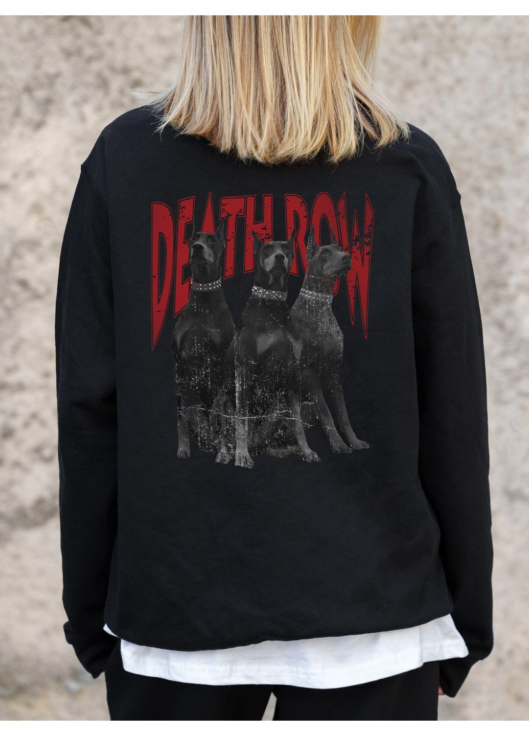 Черный женский утепленный оверсайз свитшот на флисе с принтом deathrow Without однотонный без декора (361680354)